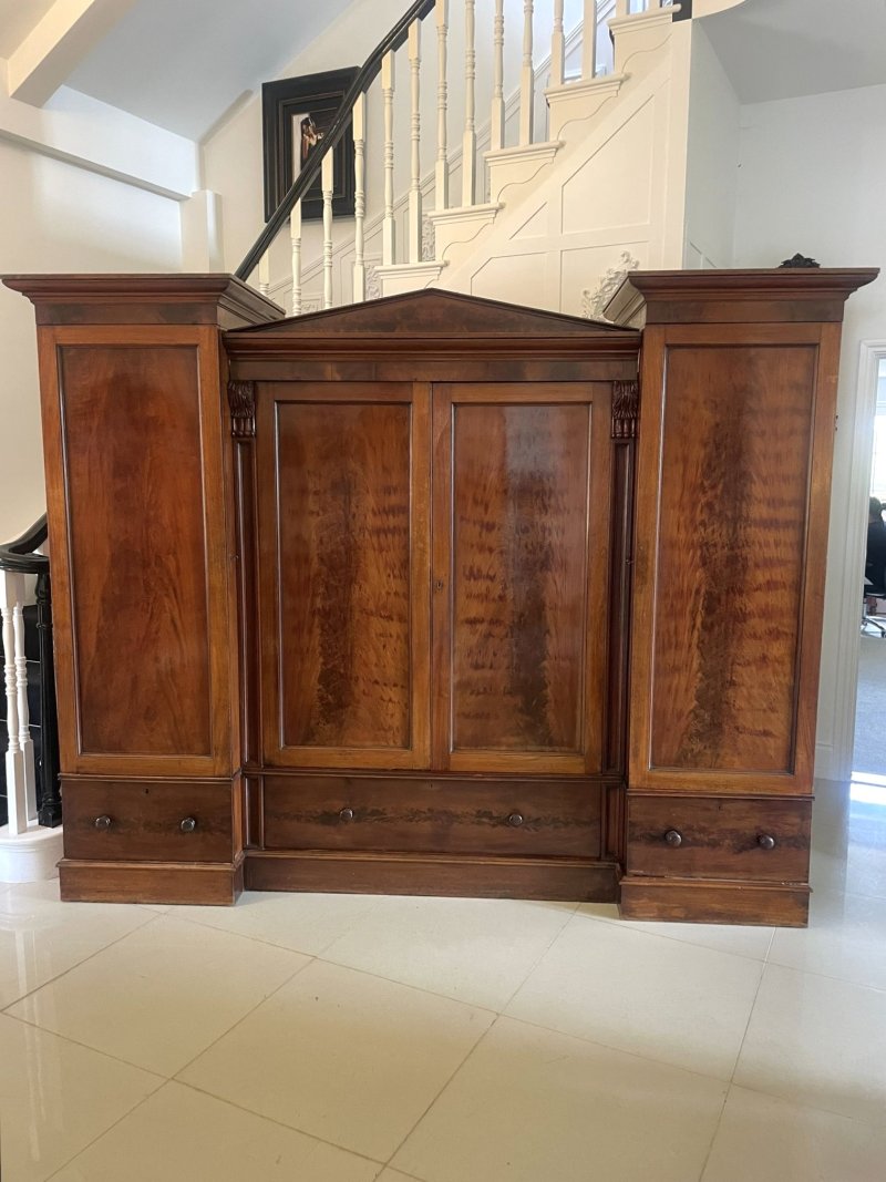 Outstanding Quality Large Victorian Antique Figured Mahogany Four Door Wardrobe